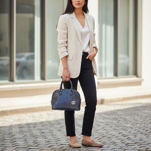 Elegant Black Crocodile-Embossed Handbag